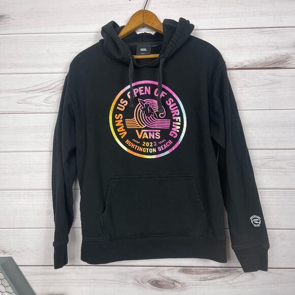 Vans US Open‎ of Surfing 2022 Huntington Beach Black Hoodie Size Small - Picture 1 of 5
